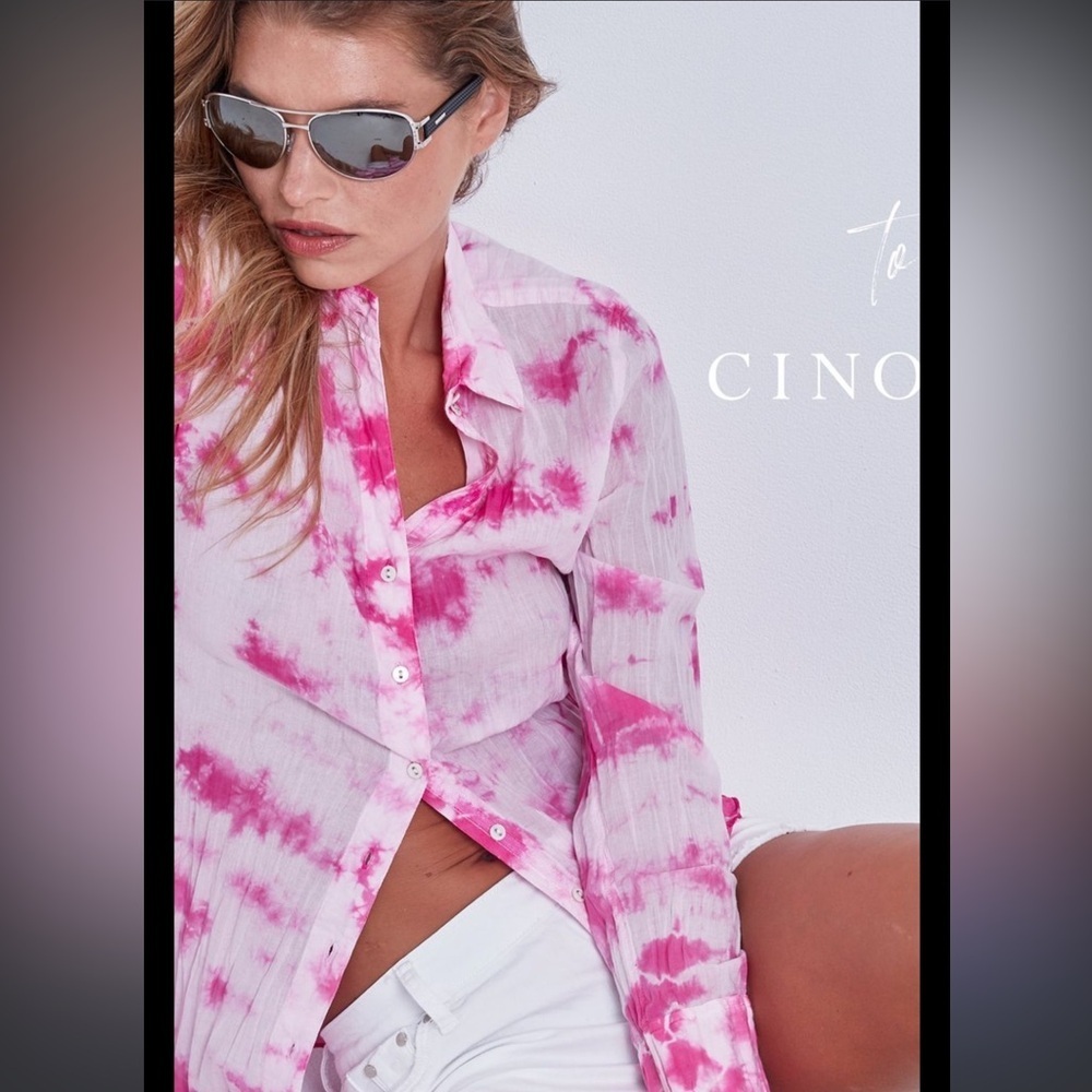 CINO TIE DYE VIBRANT PINK BUTTON DOWN SHIRT 100% cotton small